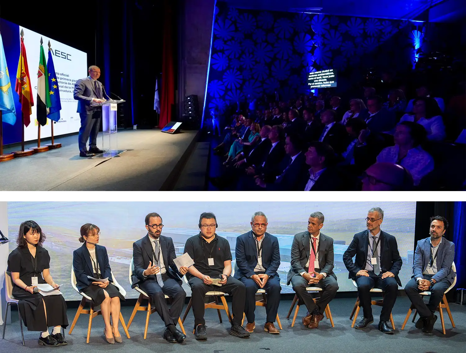 Auditorio con mesa redonda y discurso de Pedro Sánchez